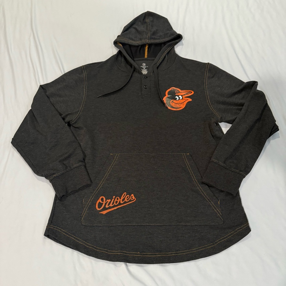 Baltimore Orioles True Fan‎ Hoodie Genuine Merchandise Mens Medium 1/4 Button Up